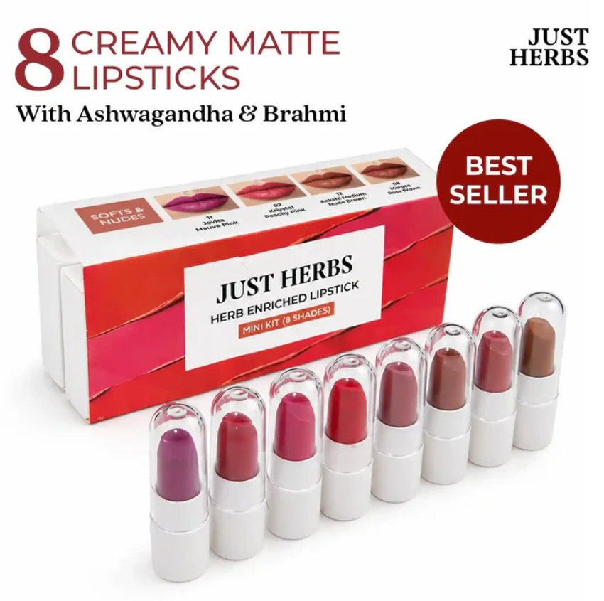 Herb Enriched Ayurvedic Lipstick Micro-Mini Kit | 8 shades