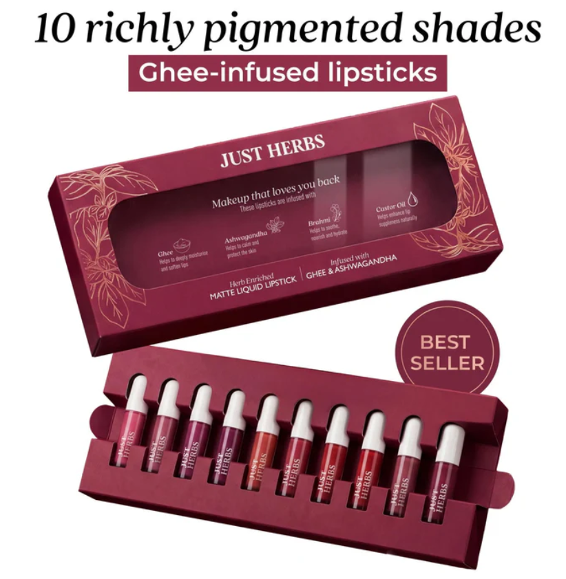 Herb‑Enriched Matte Liquid Lipstick Set of 10