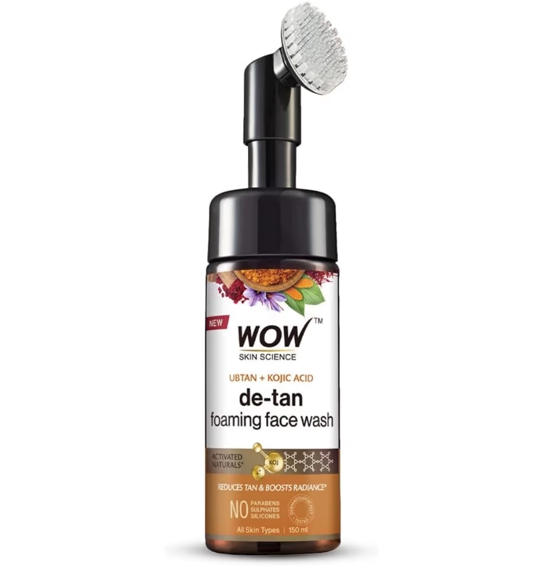 Wow - Ubtan Foaming with Built-In Face Brush for deep cleansing - No Parabens, Silicones & Color - Face Wash 150mL