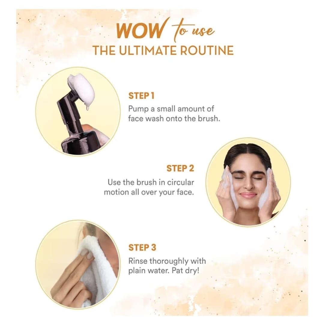 Wow - Ubtan Foaming with Built-In Face Brush for deep cleansing - No Parabens, Silicones & Color - Face Wash 150mL_4