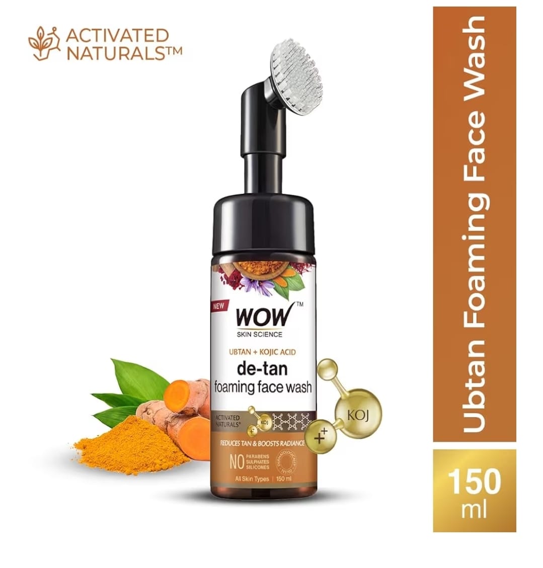 Wow - Ubtan Foaming with Built-In Face Brush for deep cleansing - No Parabens, Silicones & Color - Face Wash 150mL_1