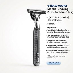 Gillette Vector Manual Shaving Razor For Men (1 Pcs)