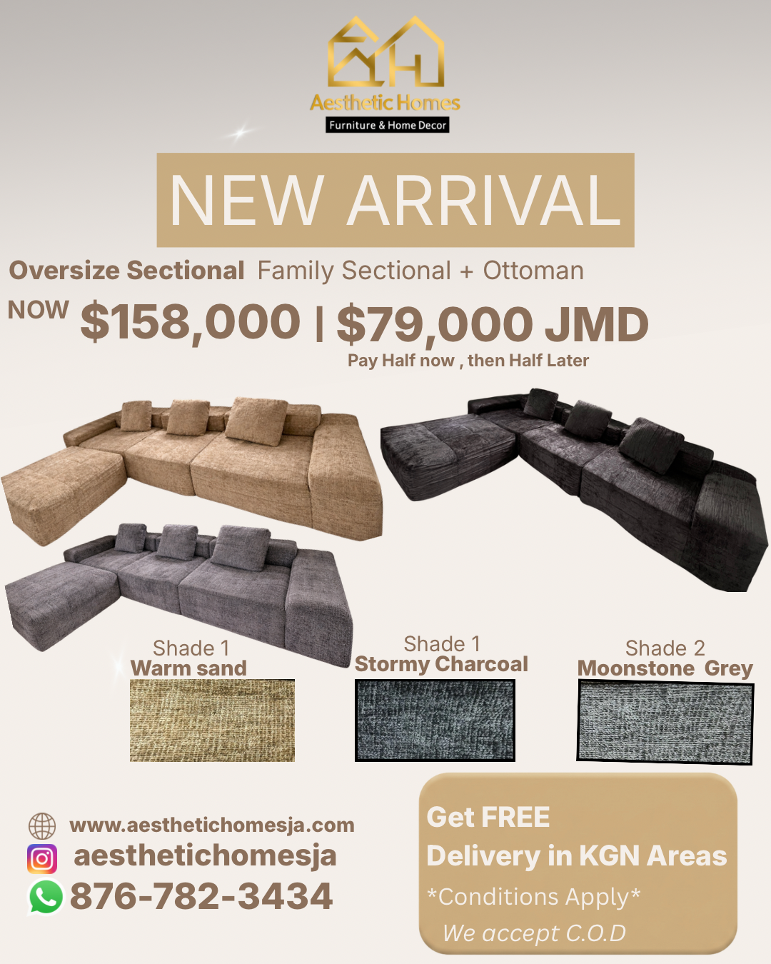 Aesthetic Oversized Sectional + Ottoman _0