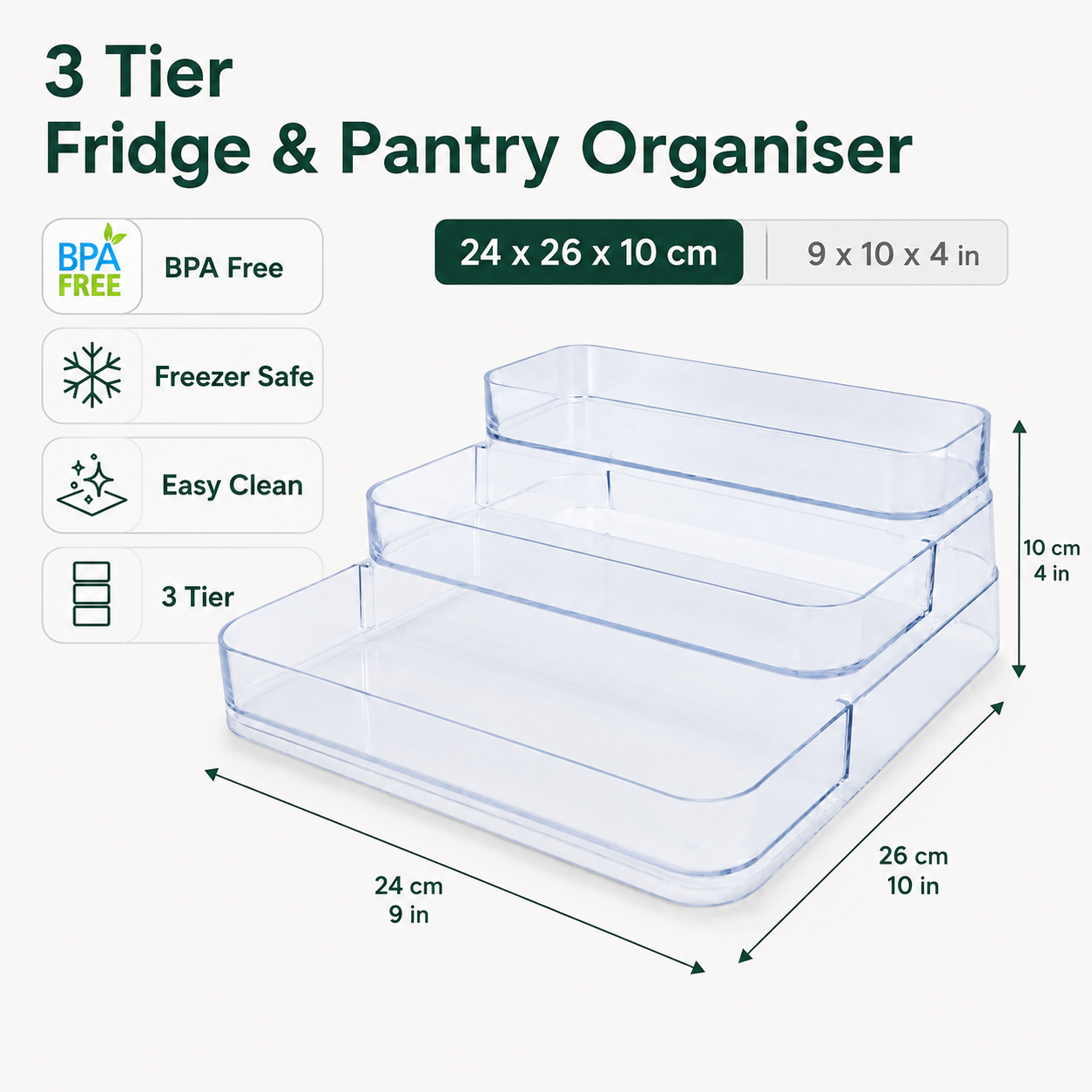 3 Tier Fridge & Pantry Organiser – Tiered Storage Shelf_3