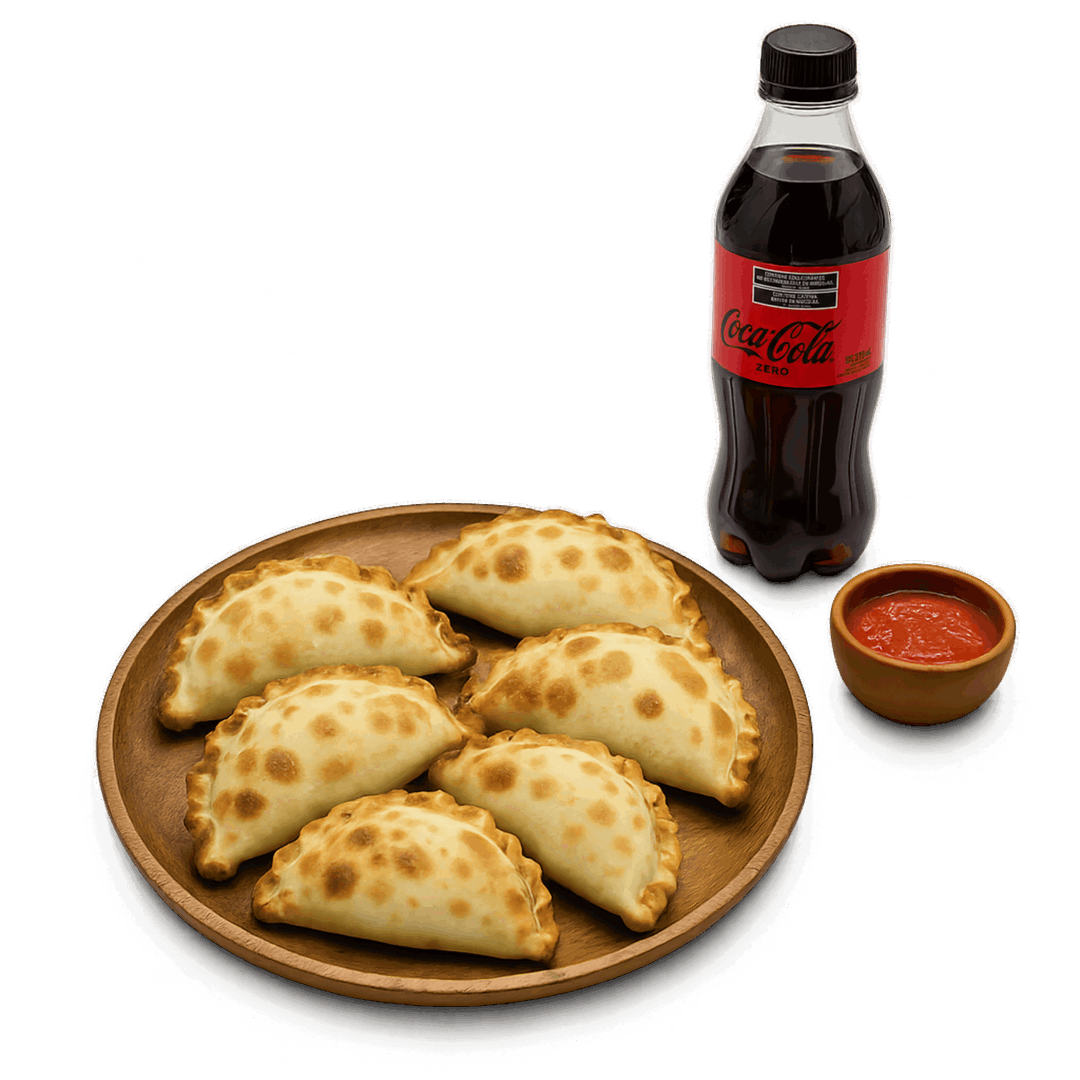 6 EMPANADAS + 1 COCA-COLA375CC