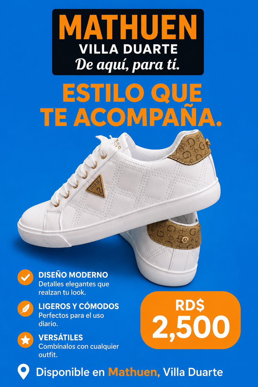 Guess Low-Top Lace-Up Sneakers — White/Gold