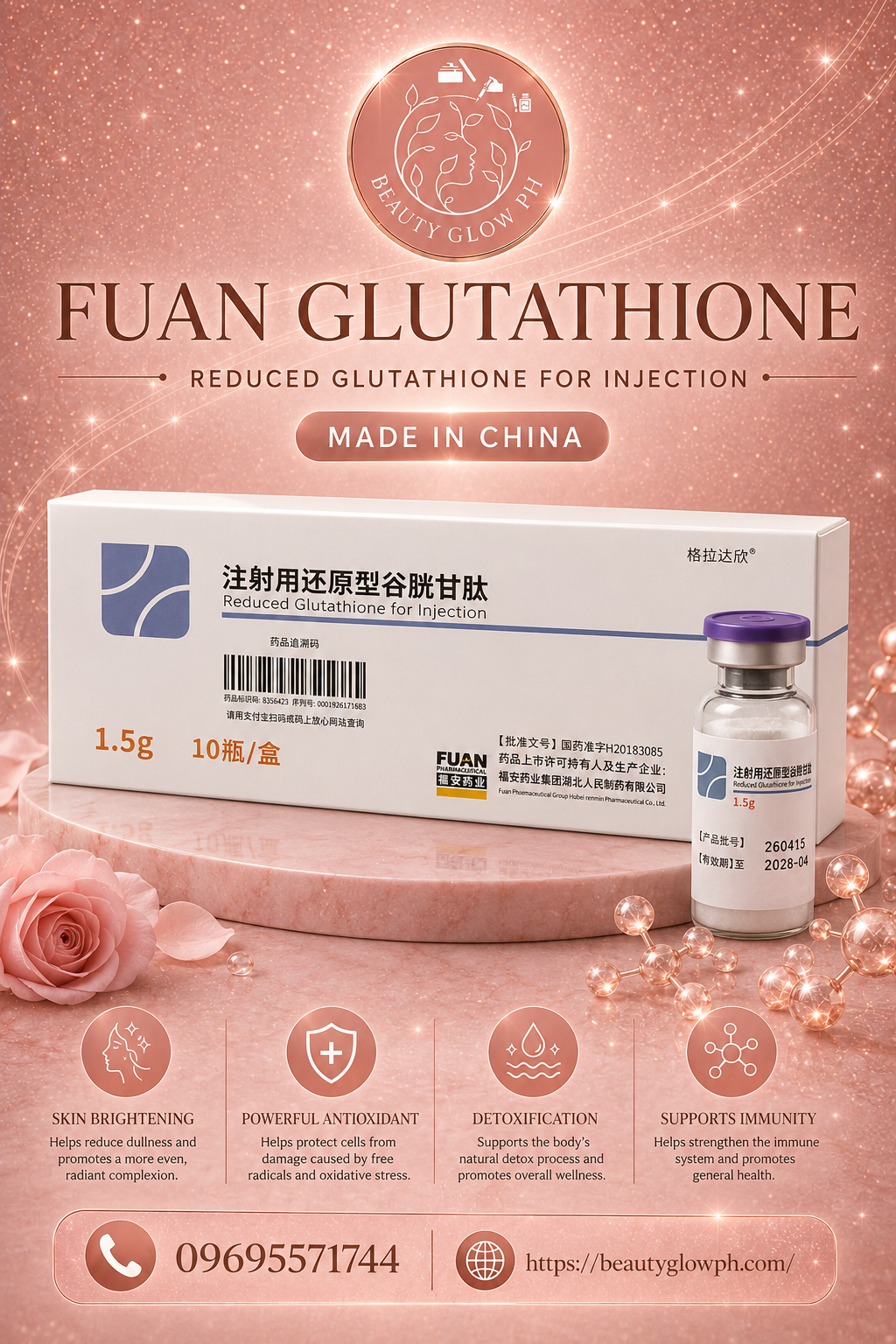fuan pharmaceutical glutathione 1500 mg PRP Gel for Skin
