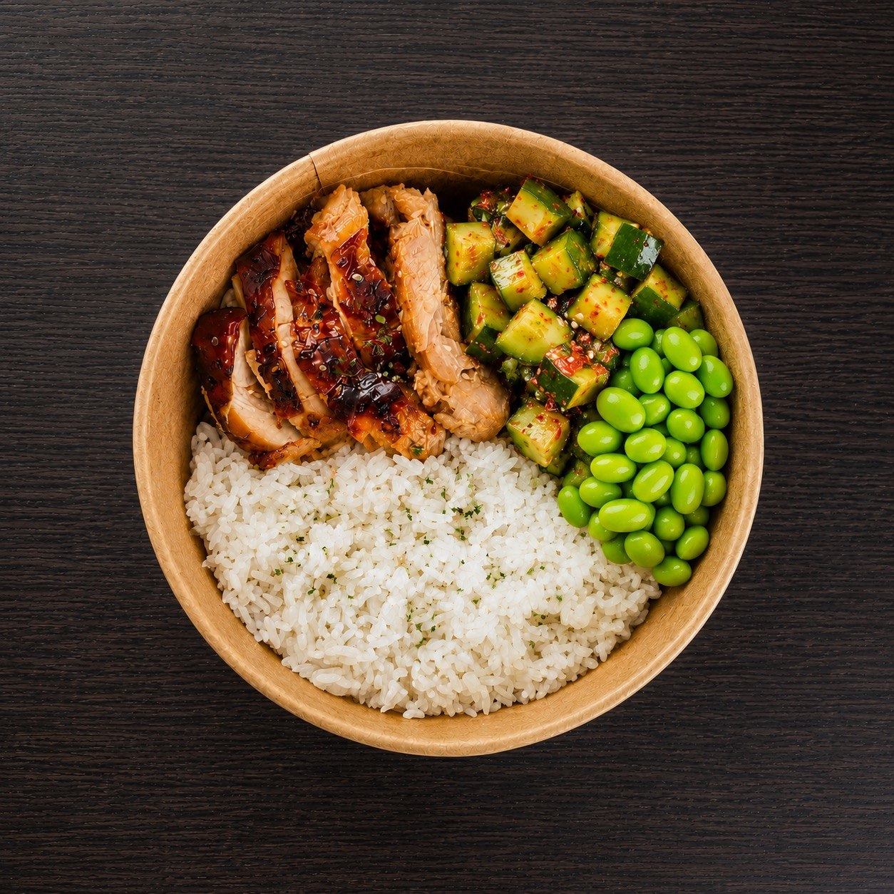 Soy Garlic Chicken w/ Spicy Cucumber & Edamame