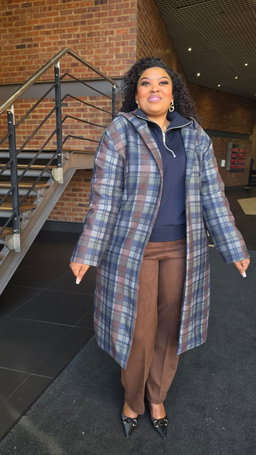 Melton Check Coat - Blue