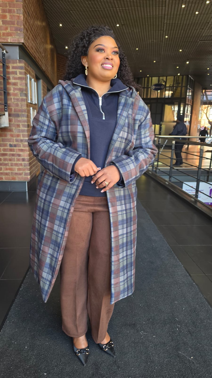 Melton Check Coat - Blue_2