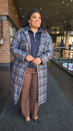 Melton Check Coat - Blue