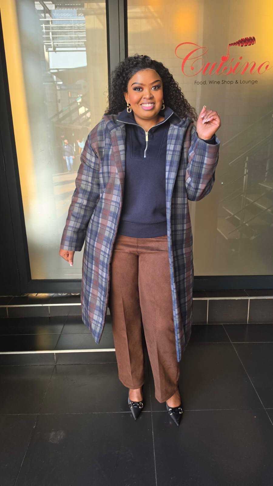 Melton Check Coat - Blue_8