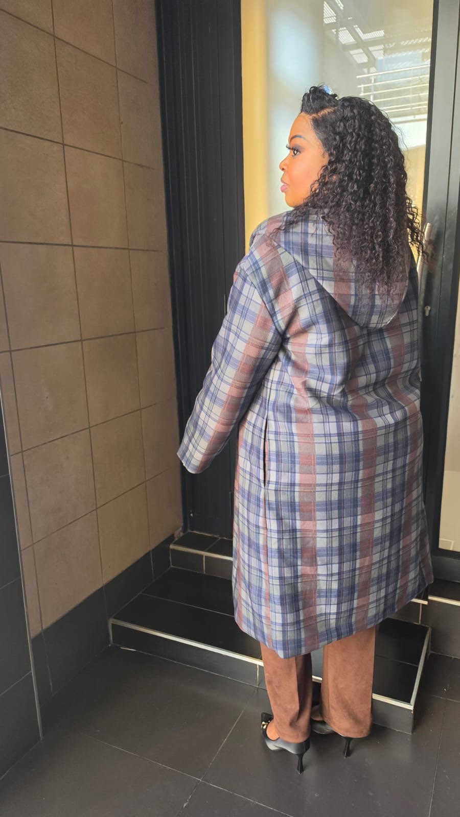 Melton Check Coat - Blue_5