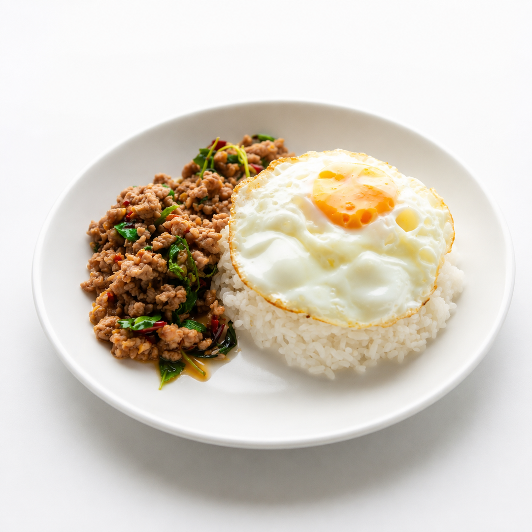 Thai Basil Minced Pork Rice + Egg 