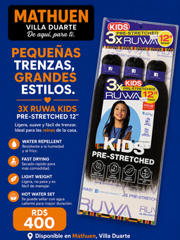 Cabello Para Trenzar Niñas / Negro / 12”