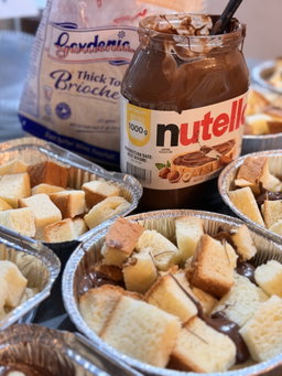 Nutella Bread Pudding w/ Vanilla Sauce