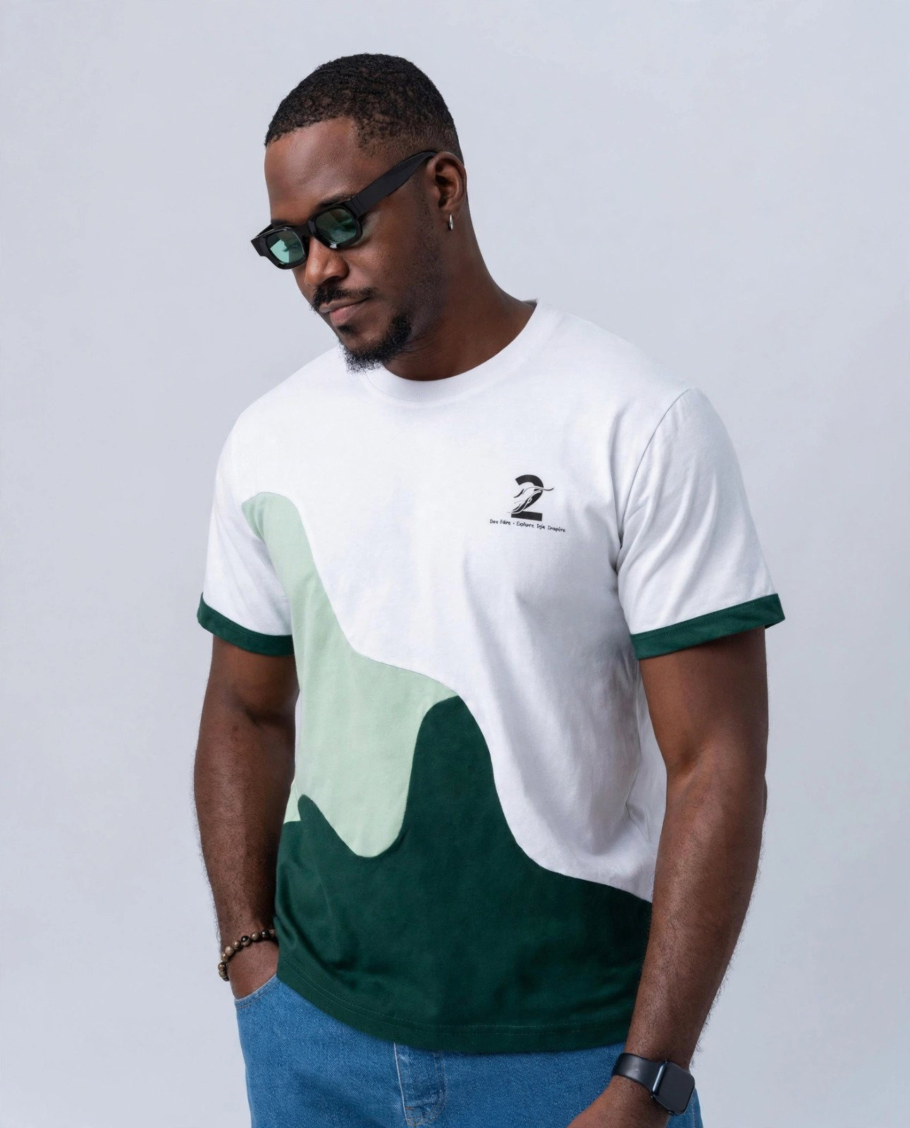 T-shirt Deux Frères – Blanc & Vert_1