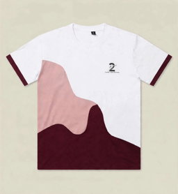 T-shirt Deux Frères – Blanc, Rose poudré & Bordeaux