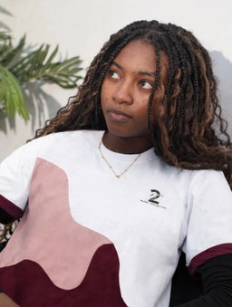T-shirt Deux Frères – Blanc, Rose poudré & Bordeaux