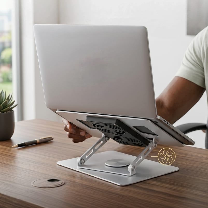 Support d'ordinateur portable avec ventilateur de refroidissement_0