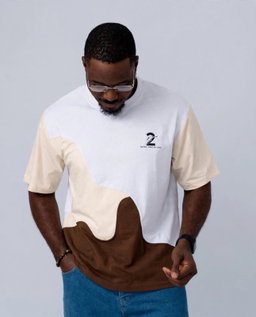 T-shirt Deux Frères – Blanc, Beige & Marron