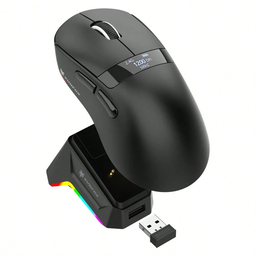 Mouse Gaming H9Pro, com Três Modos  (2.4G + BT + Com Fio), 12000 DPI, Carregamento, RGB e Display.