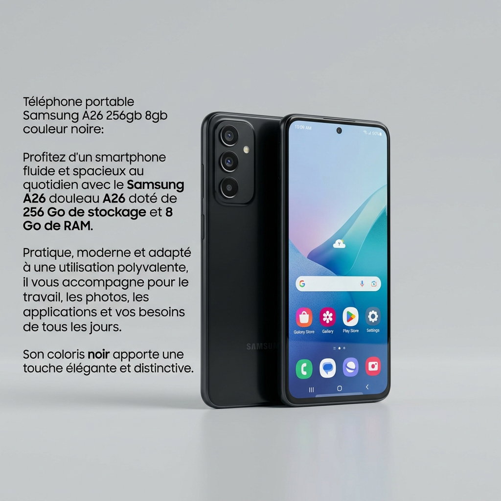 Téléphone portable Samsung A26 256gb 8gb couleur noire_1
