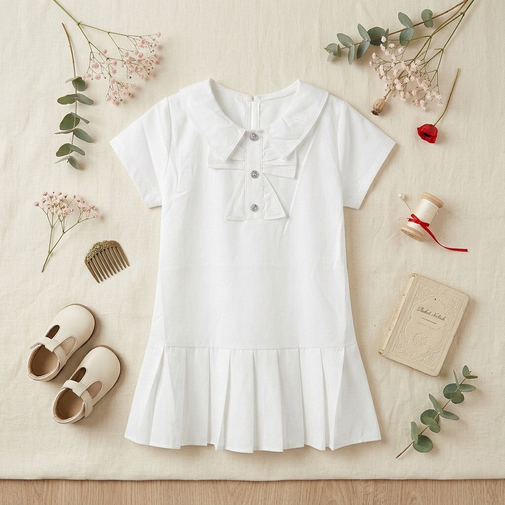 Baby Girls Dress (Plain White)_1