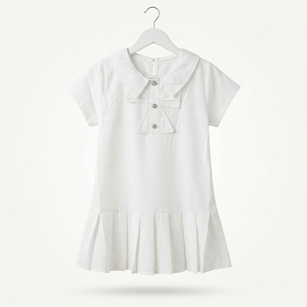 Baby Girls Dress (Plain White)_3