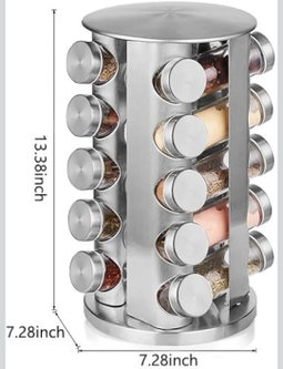 20-Jar Stainless Steel Rotating Spice Carousel