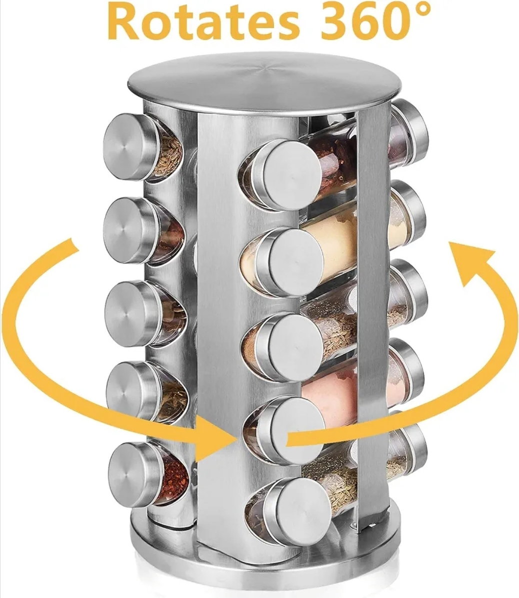 20-Jar Stainless Steel Rotating Spice Carousel