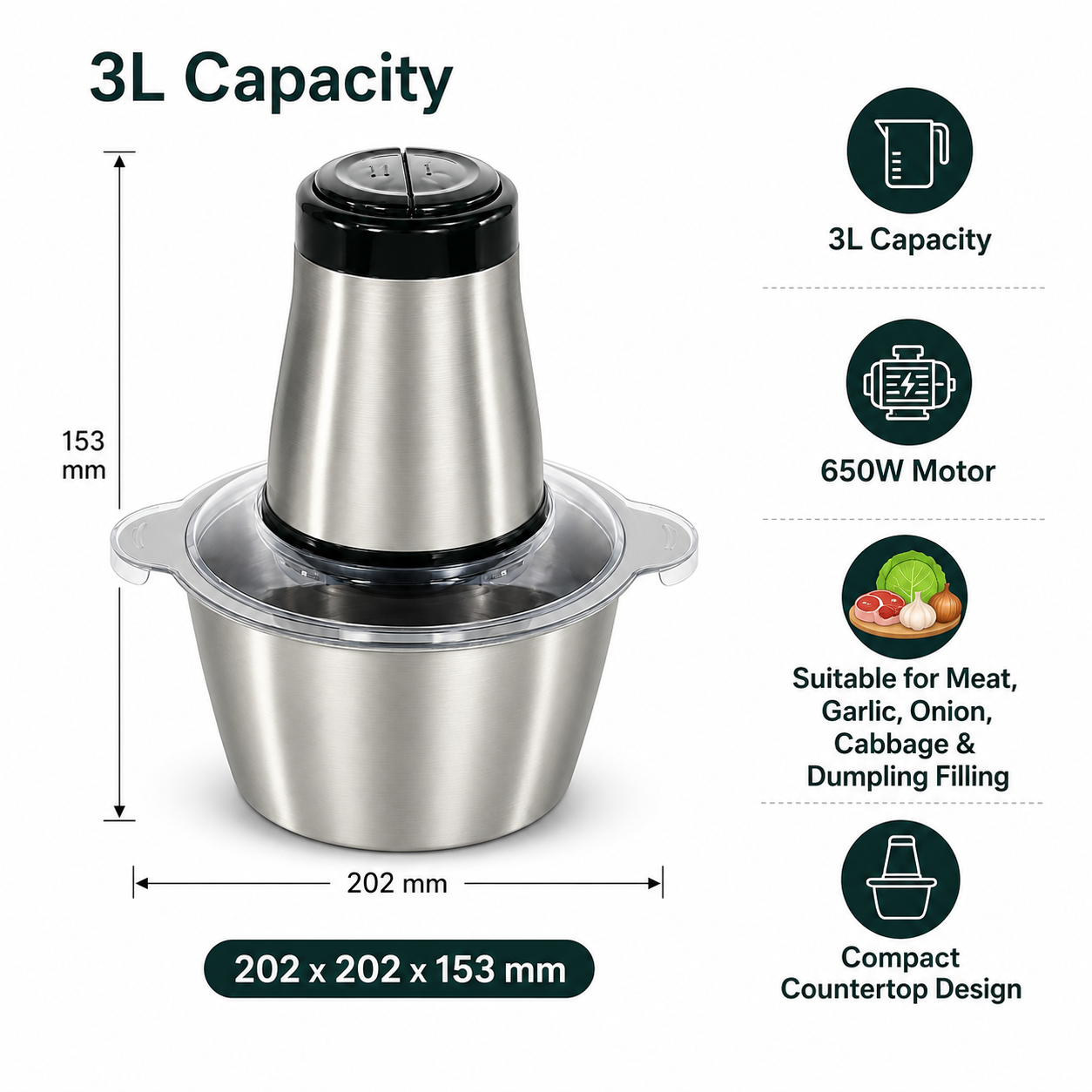3L Meat Grinder & Food Chopper – 650W_3