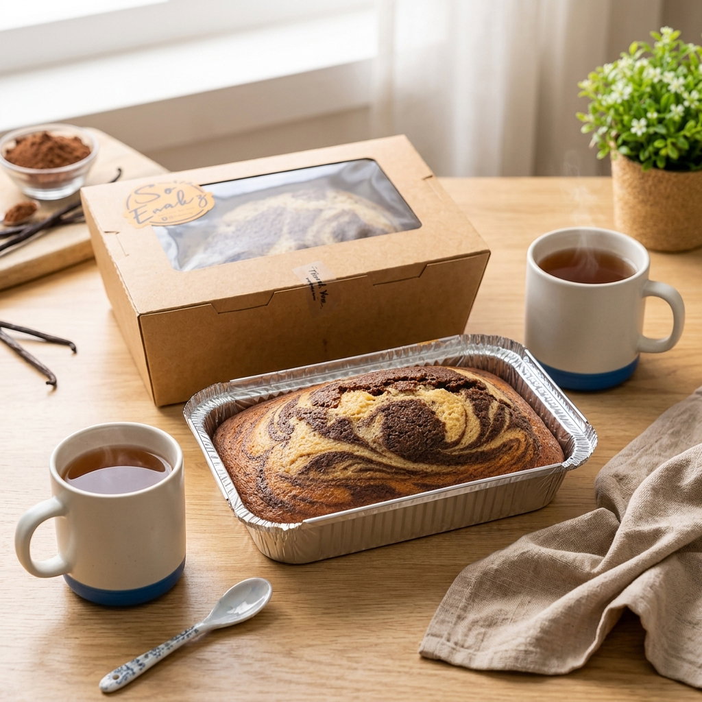 Eggless Chocolate Marble Loaf Cake