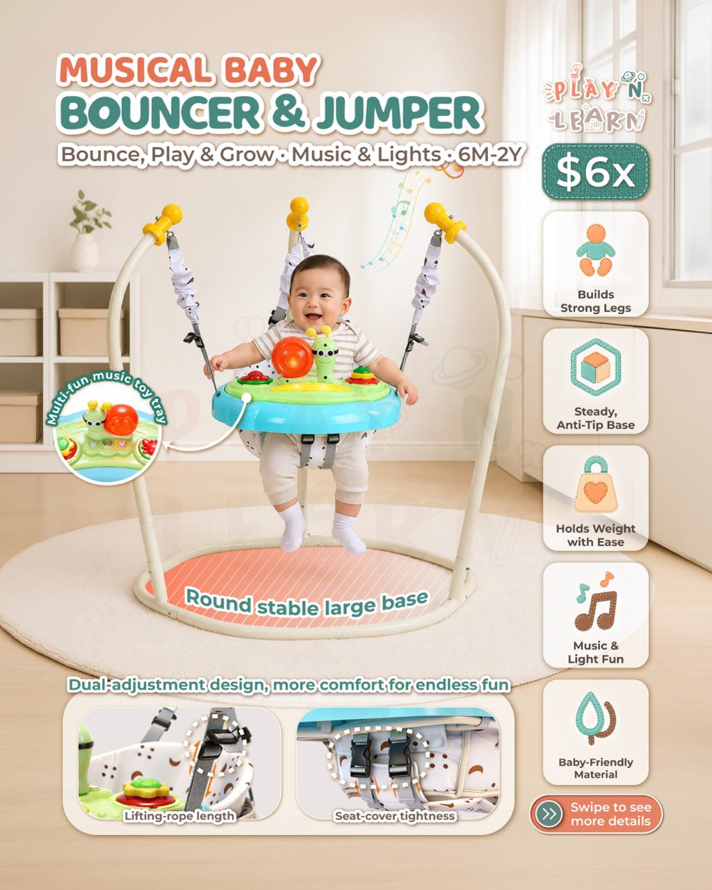 MUSICAL BABY BOUNCER & JUMPER