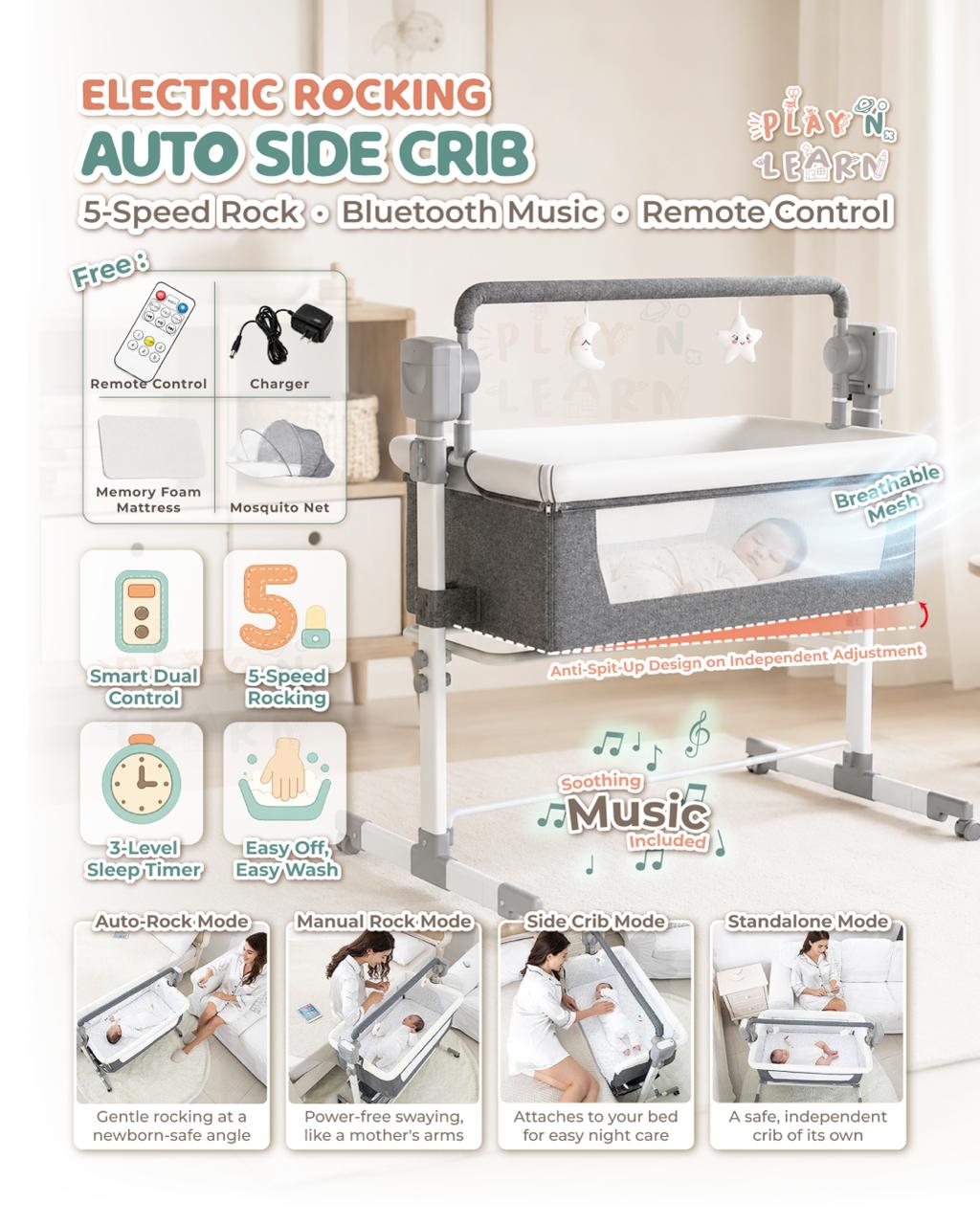 Electric Rocking Auto Side Crib