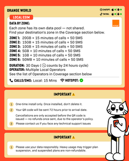 SIMPLY UK/Europe Orange World Global eSIM | 20GB 30 Days + Calls Local eSIM
