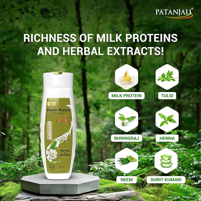 Patanjali Kesh Kanti Milk Protein Shampoo Hair Cleanser | 180ml _5