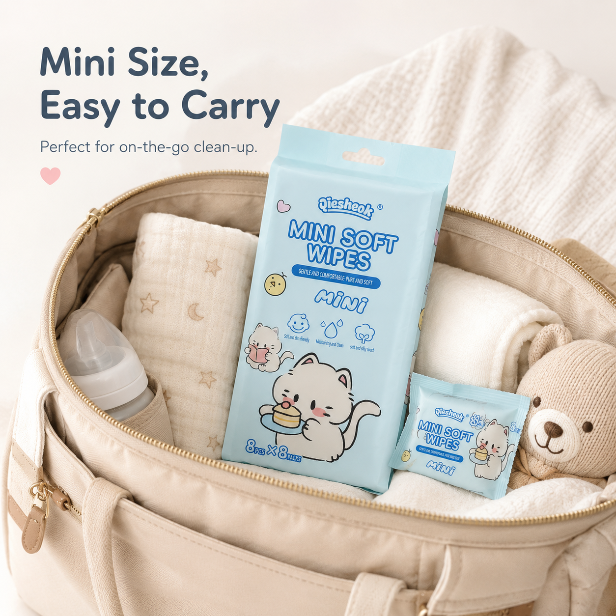Qiesheok Mini Soft Wipes – 8 Packs (64 Wipes)_2