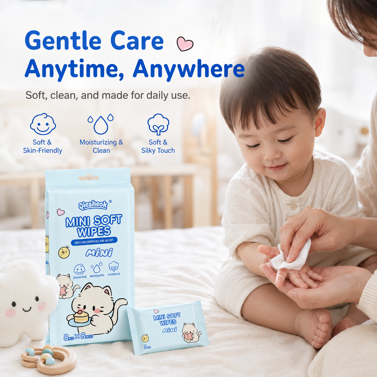 Qiesheok Mini Soft Wipes – 8 Packs (64 Wipes)_3