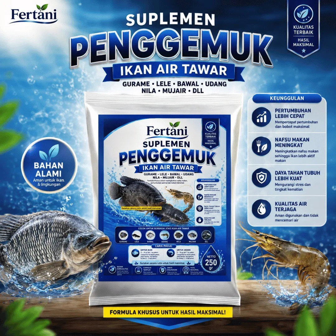 Suplemen Penggemuk Ikan & Udang Air Tawar 250gr