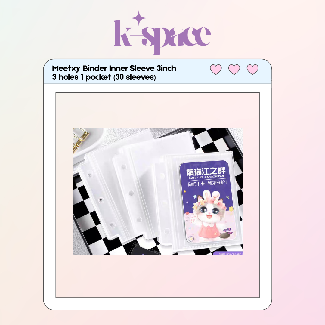 Meetxy Binder Inner Sleeve 3inch 3holes 1pocket (30 sleeves)