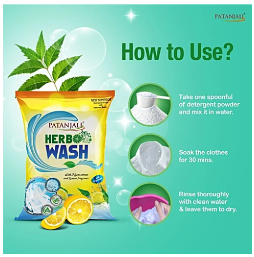 Patanjali Herbo Wash Detergent Powder - 900 g_3