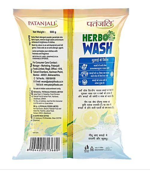 Patanjali Herbo Wash Detergent Powder - 900 g_1