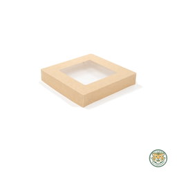 Paper Boat Tray with Window Lid / 130×130×50mm / Brown (RM0.388/pc)