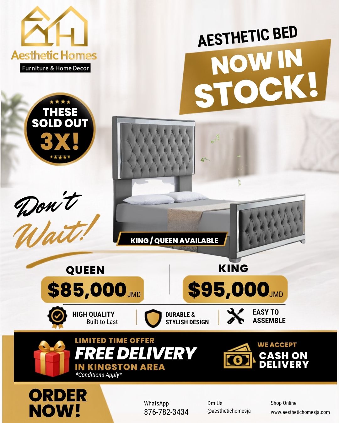 Aesthetic bed frame - King / Queen _2