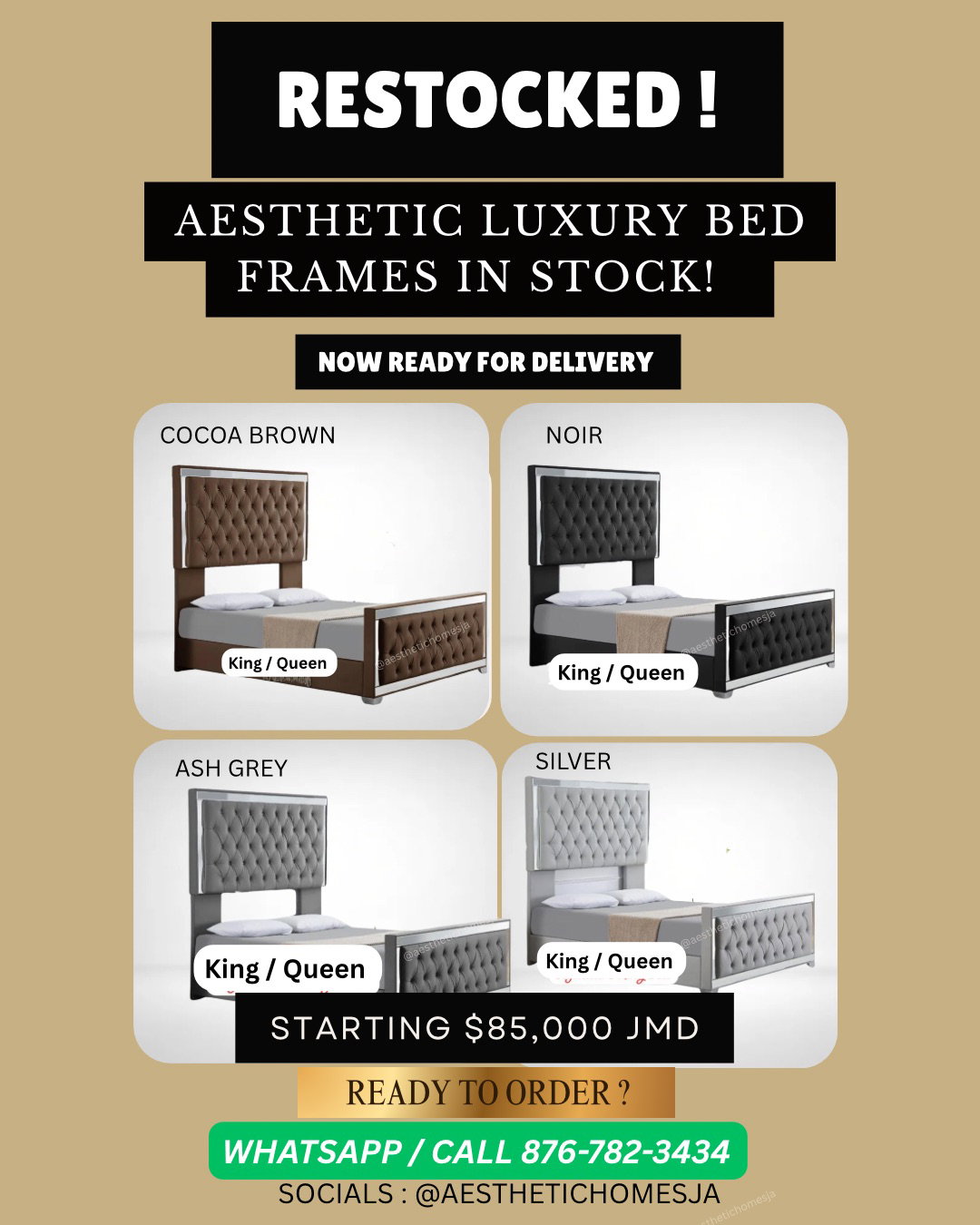 Aesthetic bed frame - King / Queen 