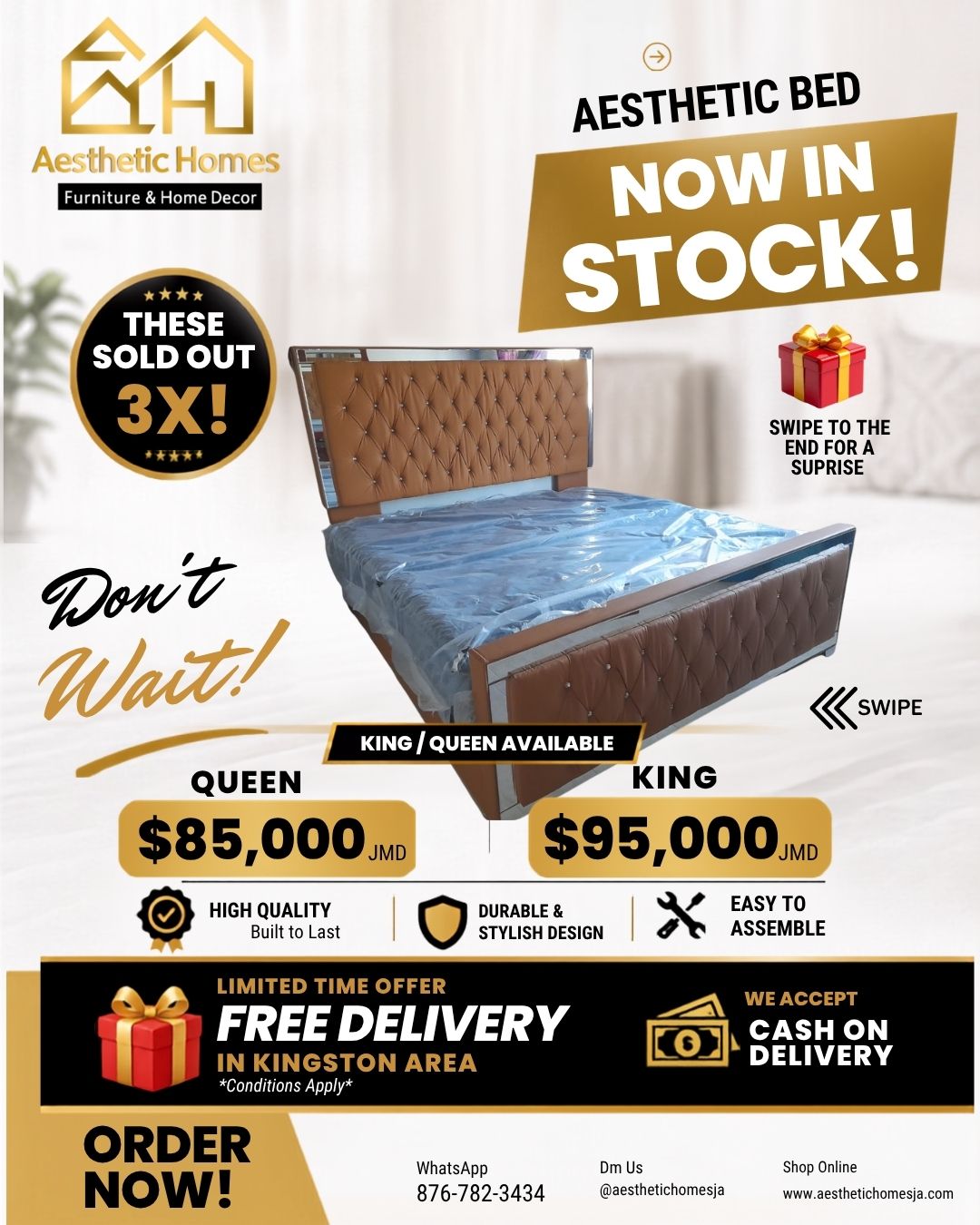 Aesthetic bed frame - King / Queen _5
