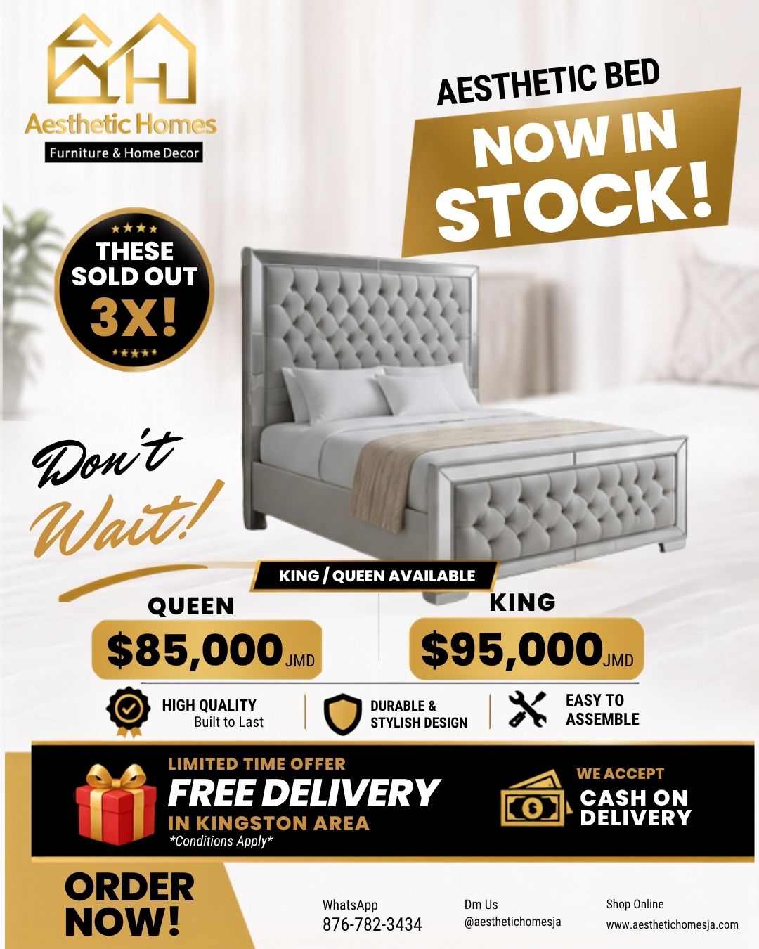 Aesthetic bed frame - King / Queen _1
