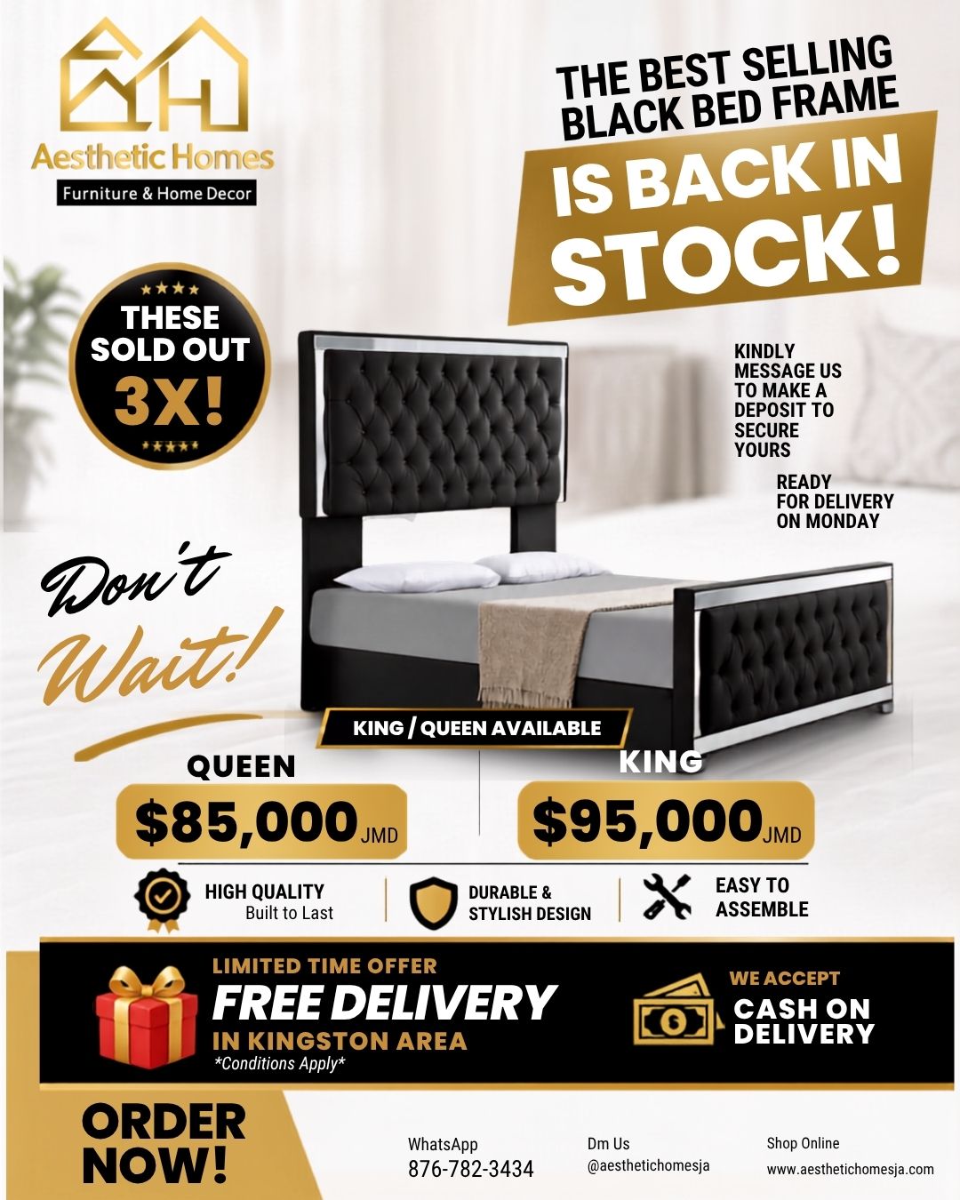 Aesthetic bed frame - King / Queen _4