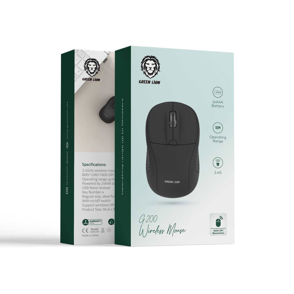 Green Lion G200 Wireless Mouse - Black_1